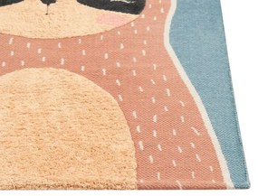 Detský bavlnený koberec 80 x 150 cm modrá/oranžová ISAK Beliani