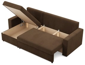 Rohová rozkladacia sedacia súprava NEO - rovný bok - model 2 Hnedá