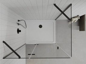 Mexen Roma Duo, sprchový kút 70 (dvere) x 80 (dvere) cm, 6mm číre sklo, čierny profil + SLIM sprchová vanička 5cm biela + čierny sifón, 854-070-080-70-00-4010B