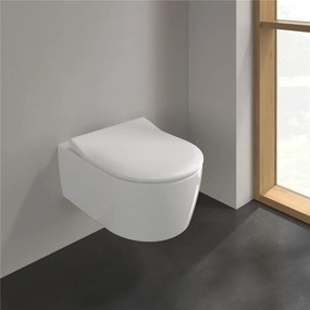 VILLEROY &amp; BOCH Avento Combi-Pack, závesné WC s DirectFlush + WC sedátko s poklopom SlimSeat, s QuickRelease a Softclosing, biela alpská, s povrchom CeramicPlus, 5656RSR1