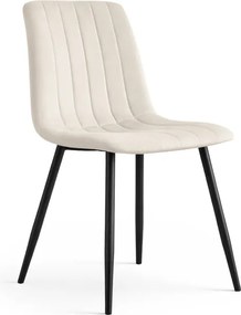 Jedálenská stolička LIVO zamatová, béžová / čierne nohy