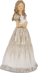 Christmas Decoration Figurine Girl 14x11x22 Cm Beige Plastic - 14.0 cm