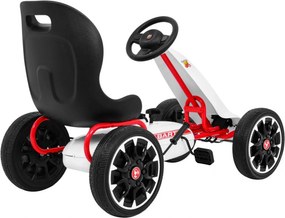 Ramiz Pedálová motokára ABARTH pre deti biela + EVA kolesá + ručná brzda + voľnobeh