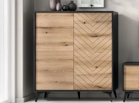 Vysoká skrinka Diamond, čierna/dub%