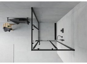 Mexen Rio, štvorcový sprchovací kút s posuvnými dverami 80(dvere) x 80(dvere) x 190 cm, 6mm číre sklo, čierny profil, 860-080-080-70-00
