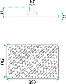 Rea Rea, obdĺžniková dažďová sprcha 380x210 mm, JS-032, chrómová, REA-P0392