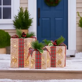 Solight 1V291 - Sada 3x LED vianočných darčekov 48xLED/3,6W/230V IP44 teplá biela