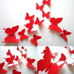 DAALO 3D motýliky na stenu - červená
