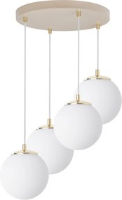 Závesné svietidlo Florence, 4x biele sklenené tienidlo, g/be, o