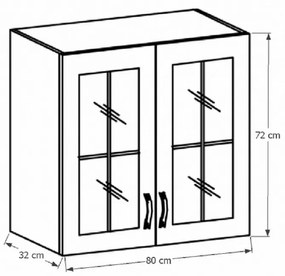 Horná kuchynská skrinka so sklom G80S Sillina (sosna andersen). Vlastná spoľahlivá doprava až k Vám domov. 1015061