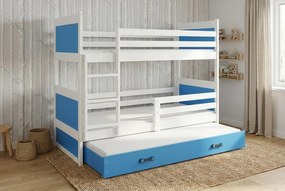 Poschodová posteľ s prístelkou RICO 3 190x90 Biela - Modrá