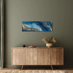Obraz - Modrá mramorová abstrakcia (s hodinami) (90x30 cm)