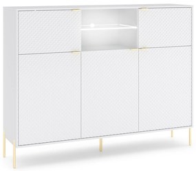 Komoda Diamond s LED osvetlením 153,9 cm biely lesk