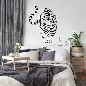 Veselá Stena Samolepka na stenu na stenu Tiger indický Farba: čierna