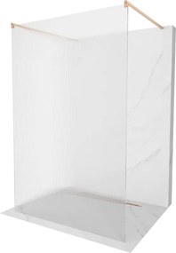 Mexen Kioto, sprchová zástena Walk-In 100 x 200 cm, 8mm sklo s rebrovým vzorom, medený matný profil, 800-100-002-65-09