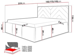 Manželská posteľ s úložným priestorom 140x200 SUELA - béžová