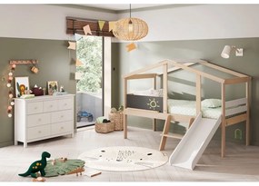 Biela nízka detská komoda z borovicového dreva 110x80 cm Max – Marckeric