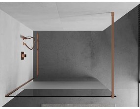 Mexen Kioto, sprchová zástena Walk-In 120 x 200 cm, 8mm číre sklo-námraza, medený matný profil, 800-120-101-65-35