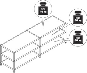 Otvorená kovová nízka skrinka »CN3«, čierna