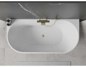 Mexen Oval, voľne stojaca nástenná vaňa 140 x 75 cm, biela-čierna, zlatý matný prepad, 52671407575-55