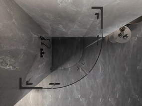 Mexen Lunar, L polkruhový výklopný sprchový kút 100 x 100 cm, 8mm číre sklo, grafitový profil, 833L-100L-100P-95-00