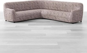 Bielastické poťahy BRILLANTE hnedé rohová sedačka (š. 350 - 530 cm)