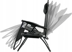 GARDEN LINE Záhradné skladacie ležadlo s podložkou, vreckom a opierkou hlavy LEZ5934 čierne