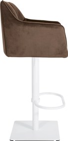Barová stolička Damaso W - zamat, biely rám - Hnedá