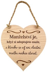 AMADEA Drevené srdce s textom Manželstvo je, keď si adoptujete.., masívne drevo, 16 x 15 cm