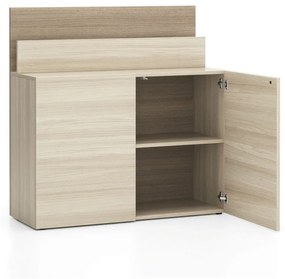 PLAN Kancelárska prístavná skrinka k stolu LAYERS, krátka, dub prírodný / dub morený
