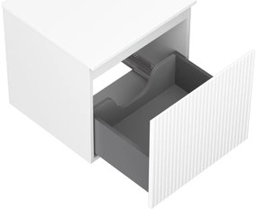 Mexen Rivel, kúpeľňová skrinka 50 cm s pracovnou doskou, 1 zásuvka, drážkovaná, biela matná, 91A20-05047-1-BFC01