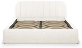 Slonovinová čalúnená dvojlôžková posteľ s úložným priestorom s roštom 200x200 cm Juno – Windsor &amp; Co Sofas