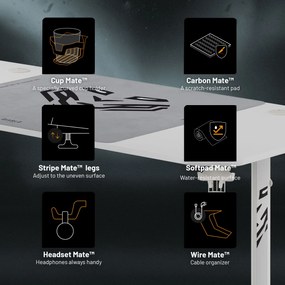 Biely herný a kancelársky stôl X-Mate 160 x 75 x 75 cm Doablo Chairs