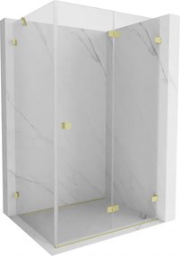 Mexen Lunar-F, 1-krídlový sprchový kút so skladacími dverami, pravý, 90 x 80 cm, 8mm číre sklo, zlatý matný profil, 836-090-080-55-00-P