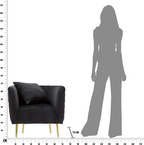 Čierne zamatové kreslo Bucarest – Mauro Ferretti