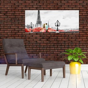 Obraz - Milenci v Paríži (120x50 cm)