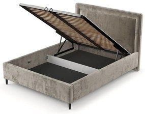 Béžová čalúnená dvojlôžková posteľ s úložným priestorom s roštom 160x200 cm Baleine – Maison de Rêve