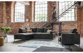 Tmavosivá zamatová rozkladacia rohová pohovka (ľavý roh) Lofty Lilly – Miuform