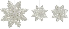 House Doctor Papierová vianočná dekorácia Lehlo Snowflake White – set 3 ks