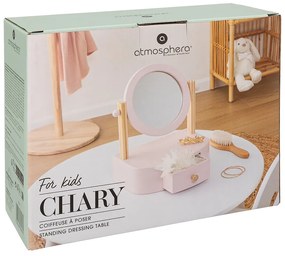 Detský toaletný stolík so zrkadlom Chary, 22x28 cm, ružová