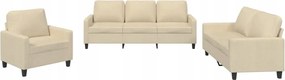 vidaXL 3-dielny sedací komplet, čalúnený látkou, krémový