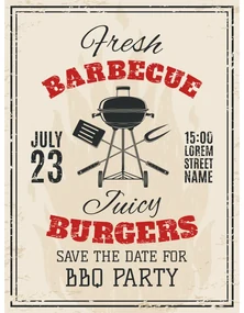 Ceduľa Barbecue Burgers Party