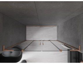 Mexen Velar L Duo, posuvné sprchové dvere do otvoru 200 cm, 8mm šedé sklo, medená matná, 871-200-003-42-65
