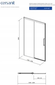 Cersanit Crea, posuvné dvere do otvoru 120x200 cm, 8mm číre sklo, chrómový profil, S159-007