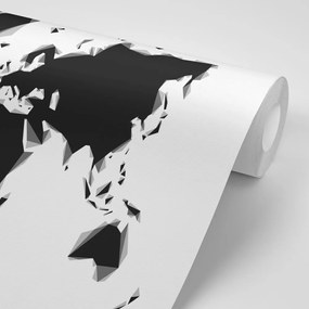 Samolepiaca tapeta abstraktná mapa sveta v čiernobielom prevedení - 225x150