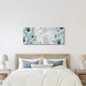 Obraz - 3D modré kvety (120x50 cm)