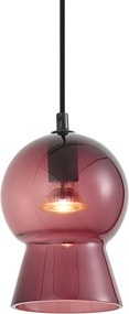 Retro závesná lampa čierna s fialovým sklom pre 1-fázový koľajnicový systém - Iconic Bell