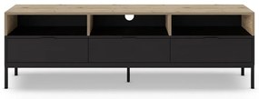 TV stolík v dekore duba v čierno-prírodnej farbe 180x55 cm Marion – Marckeric