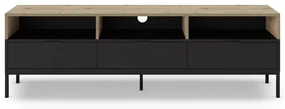 TV stolík v dekore duba v čierno-prírodnej farbe 180x55 cm Marion – Marckeric