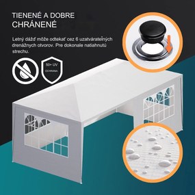 InternetovaZahrada Párty stan Rimini 3x6 m - bočné steny + oblúkové okná - biela
